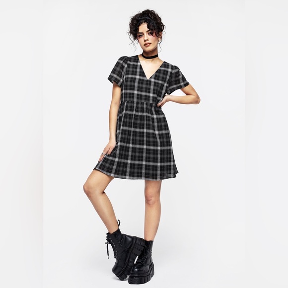NWT Disturbia Dilemma Check Mini Smock Dress US 2 / UK 6 - Picture 7 of 8